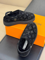 Мюли женские Louis Vuitton Aspen Clog с мехом в черном цвете