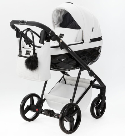 Детская коляска Adamex Quantum Deluxe 2 в 1 Q-SA1-K (БЕЛАЯ КОЖА 100%)