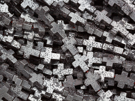 Нить бусин из вулканической лавы с покрытием, "Крестики" 10х8мм