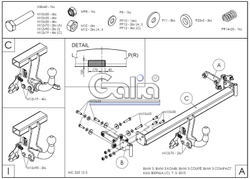 Фаркоп оцинкованный Galia B009A для BMW 3-Series E46 седан/универсал/купе 1998-2005(паспорт и сертификат в комплекте)(без электрики)