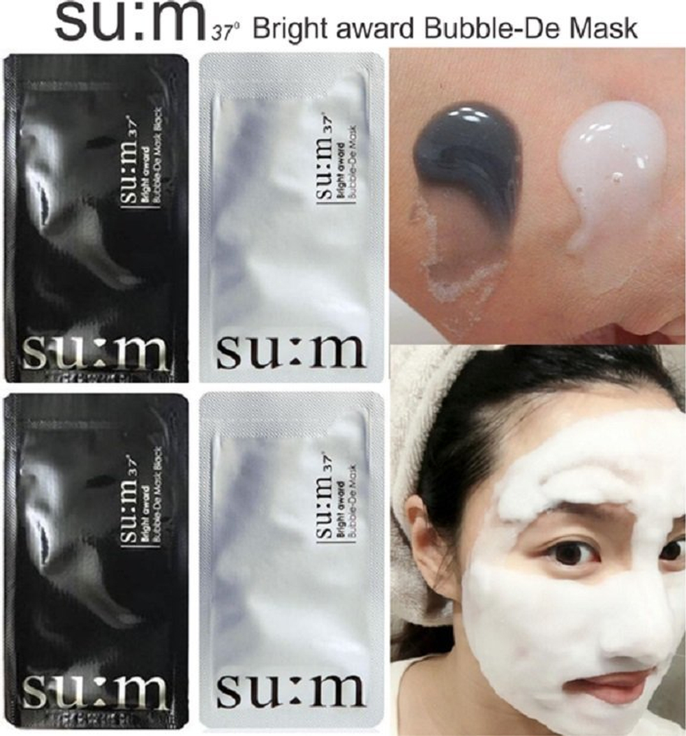 Маска для лица Sum 37 кислородно-пенная очищающая Bright award Bubble-De Mask White, 4 мл