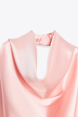 ZARA АТЛАСНЫЙ ТОП С ГОРЛОВИНОЙ ХАЛТЕР, РОЗОВЫЙ