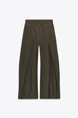 ZARA БРЮКИ С ЗАЩИПАМИ С ПЕРЕДИ — ZW COLLECTION, СЕРО-КОРИЧНЕВЫЙ