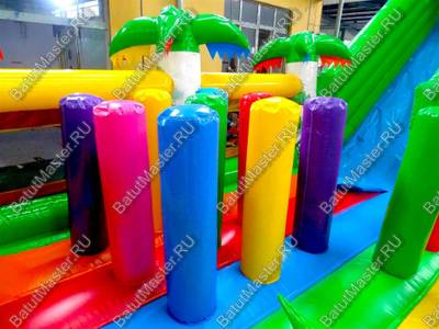 Надувной батут "Джунгли малый" борта с сеткой, размер 10*7*5 м