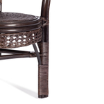 Комплект "PELANGI" (стол со стеклом + 4 кресла) с подушками, ротанг, кресло 65х65х77см, стол диаметр 64х61см, walnut (грецкий орех)