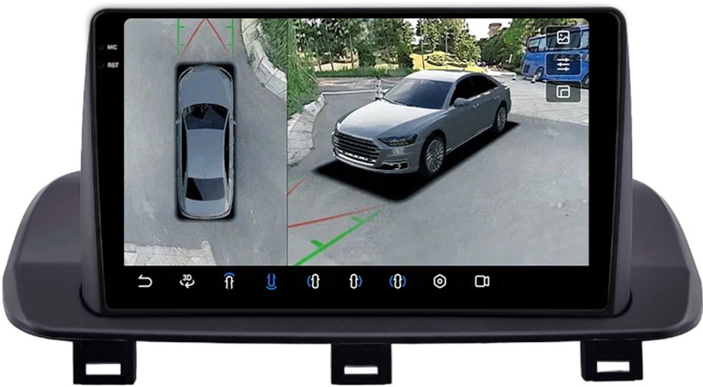 Магнитола для Nissan Rogue T33, X-Trail T33 2020+ (поддержка 360, рамка тип 1) - FarCar BX10-360-9609F1 монитор 10.36" 2K QLED на Android 13, 6Гб+128Гб, CarPlay, 4G SIM-слот, 4 камеры в комплекте