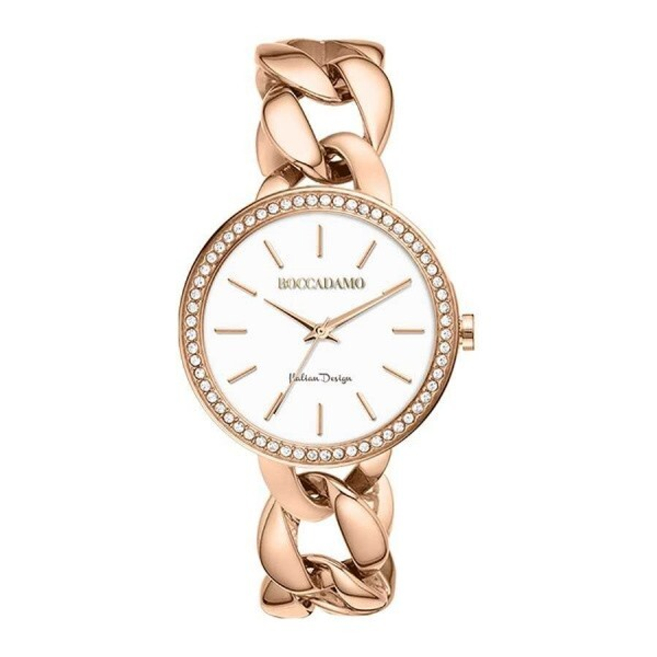 Часы Boccadamo LadyB Rosegold White LB007 BW/RG с минеральным стеклом, кристаллами Swarovski
