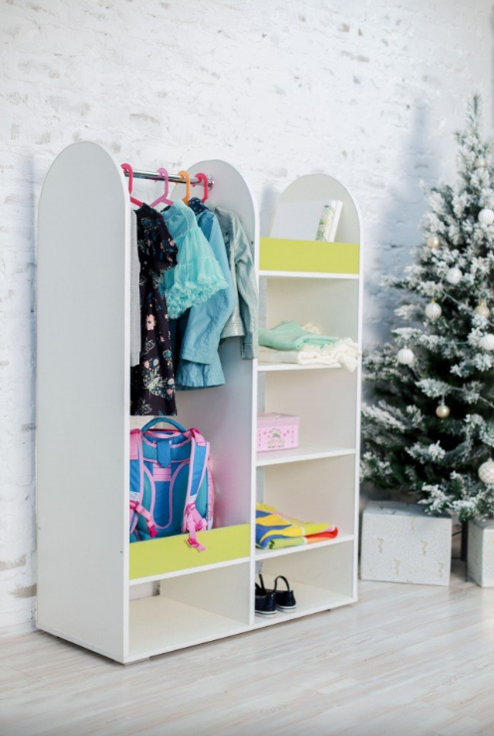 Вешалка напольная ЛДСП белый/лайм