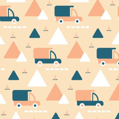 Buy baby fabric trucks cars beige teal