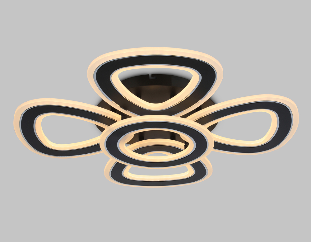 Светильник светодиодный потолочный с пультом FA8926/4+1 BK/CH черный/хром 163W 3000K-6400K 590*590*120 (ПДУ РАДИО 2.4G)