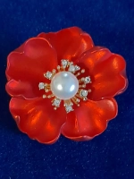 Брошь "Мак красный"