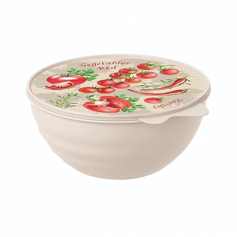 Миска с крышкой с декором wave 1,55л (бежевый)