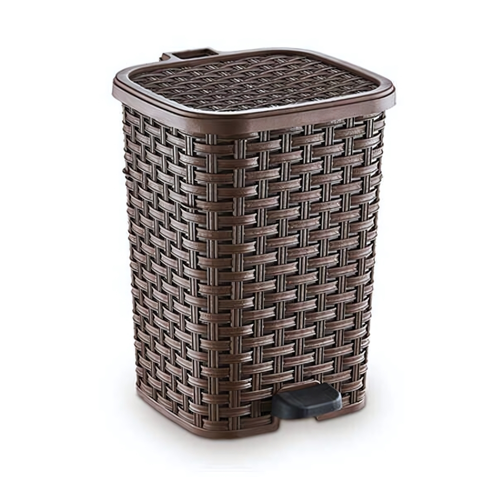 Мусорное ведро с педалью 26л "Плетенка" коричневый 01054