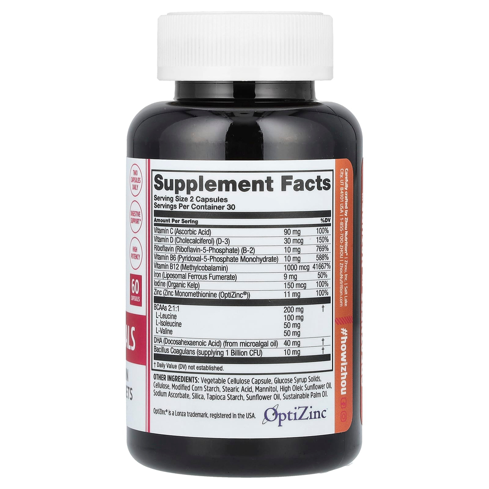 Zhou Nutrition, Vegan Essentials, 60 капсул