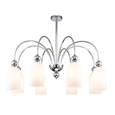 Светильник на штанге 8x60Вт E14, металл/стекло, хром