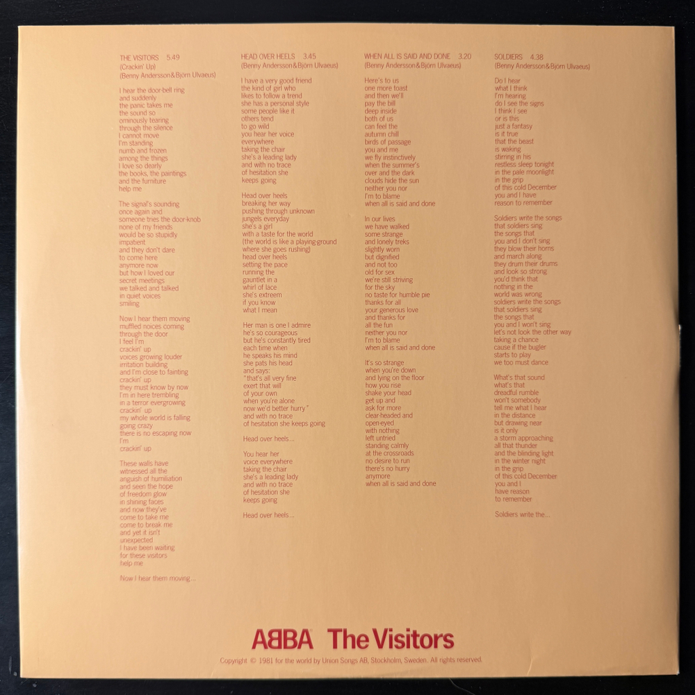 ABBA - The Visitors (Швеция 1981г.)