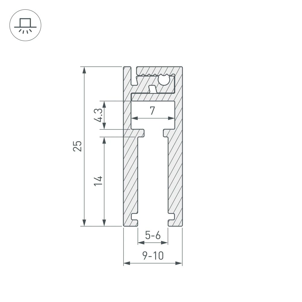 Профиль KLUS-GLASS-56-2000 ANOD (Arlight, Алюминий) 019193