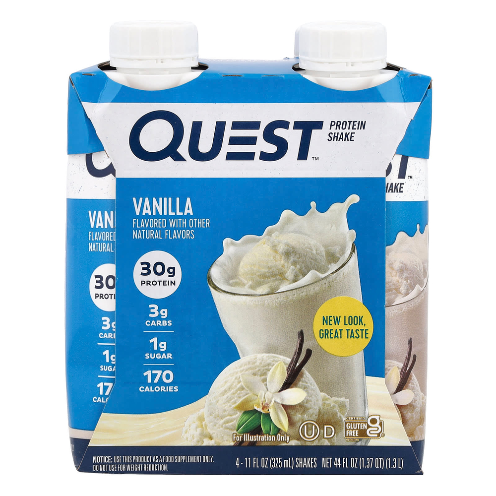 Quest Nutrition, Протеиновый коктейль, ваниль, 4 коктейля, 325 мл (11 жидк. унц.)