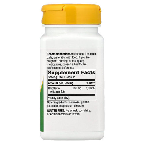 Nature's Way, рибофлавин и витамин B2, 100 мг, 100 капсул