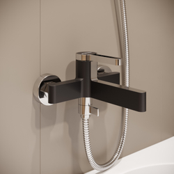 Смеситель для ванны с душем STWORKI Лександ S09100BC матовый черный, хром