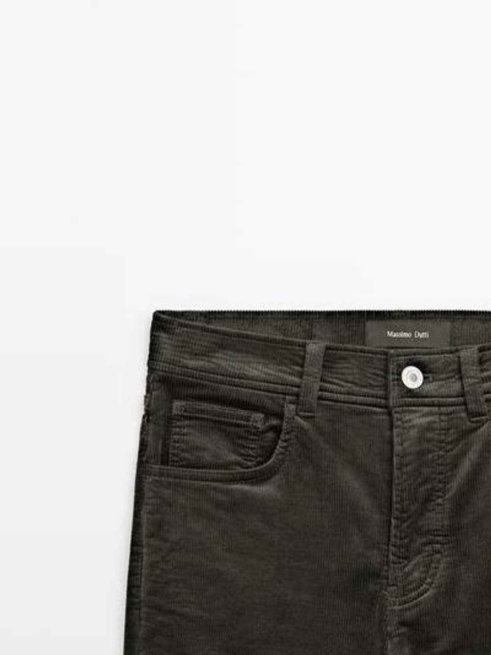 Massimo Dutti Брюки прямого кроя из вельвета в рубчик, зеленый