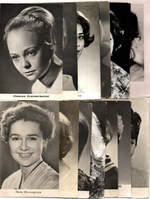 №99 Открытки Артисты и актёры СССР 1960–1970-е г. 25 штук. Чёрно-белые, чистые, без повторов