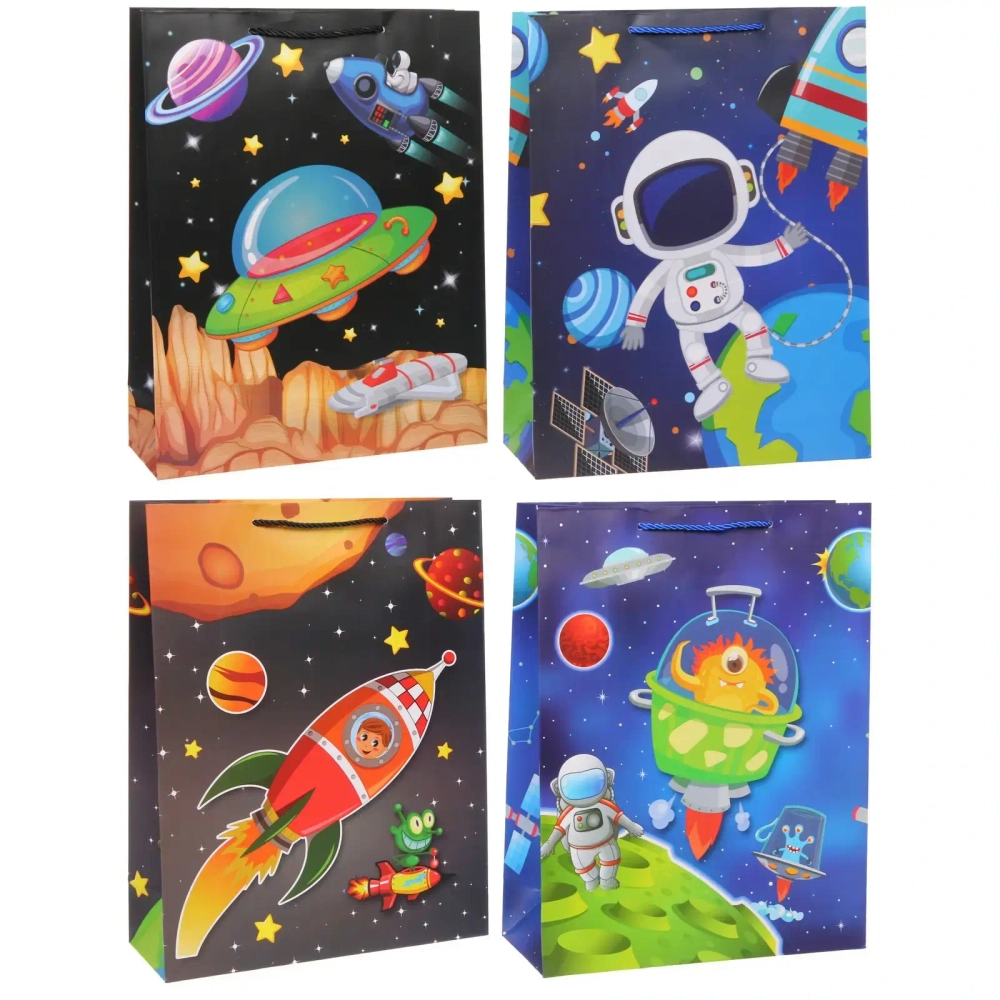 Пакет подарочный «Весёлый космос» 31*40*12 см, микс
