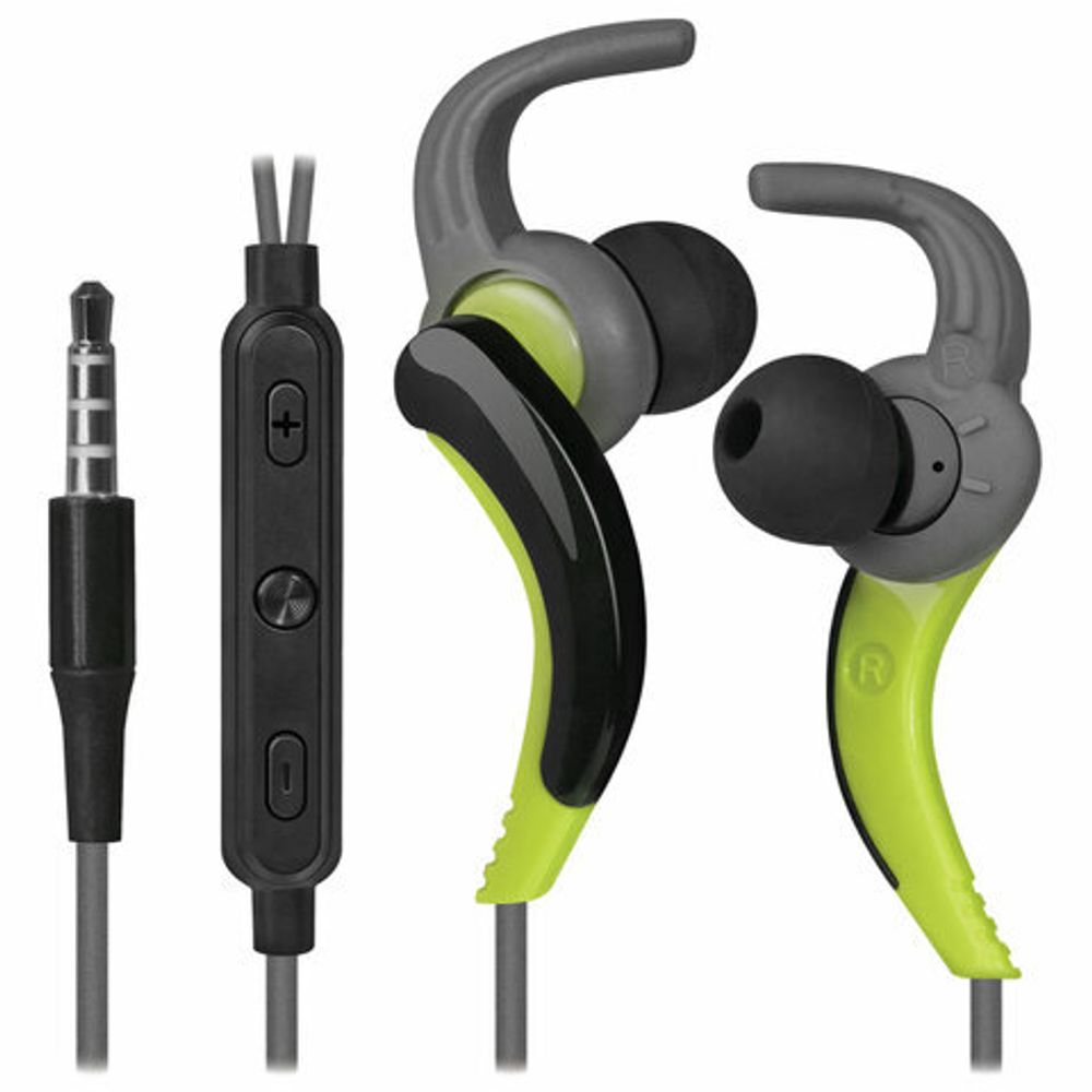 Наушники с микрофоном (гарнитура) вкладыши DEFENDER OutFit W765, проводные, 1,5 м, серые с желтым, 63765