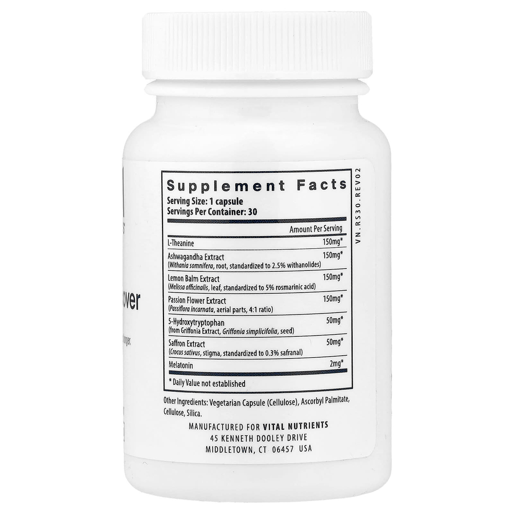 Vital Nutrients, средство для сна и восстановления, 30 веганских капсул