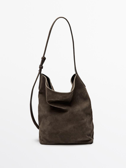 Massimo Dutti Замшевая сумка, кротово-коричневый