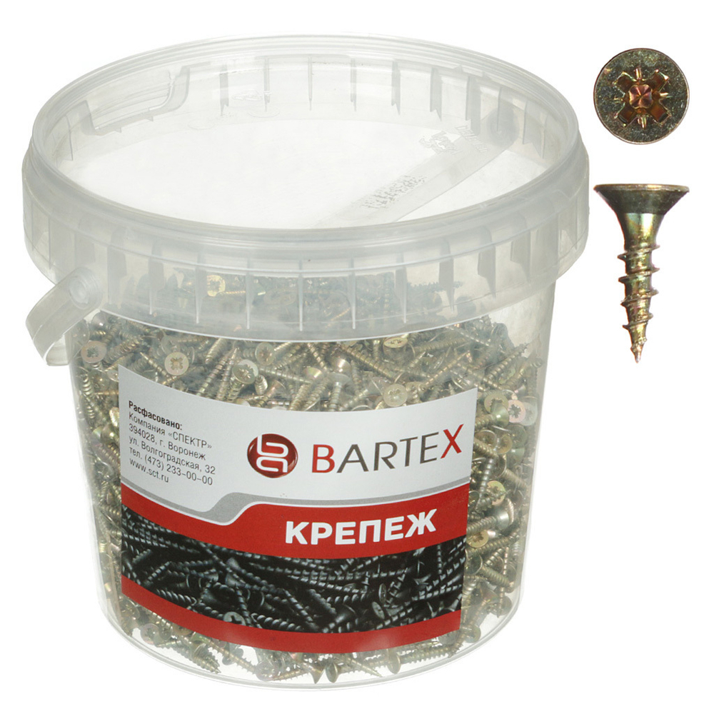 Саморез универсальный, d3х12 мм, 3000 шт, оцинкованный, , банка, Bartex