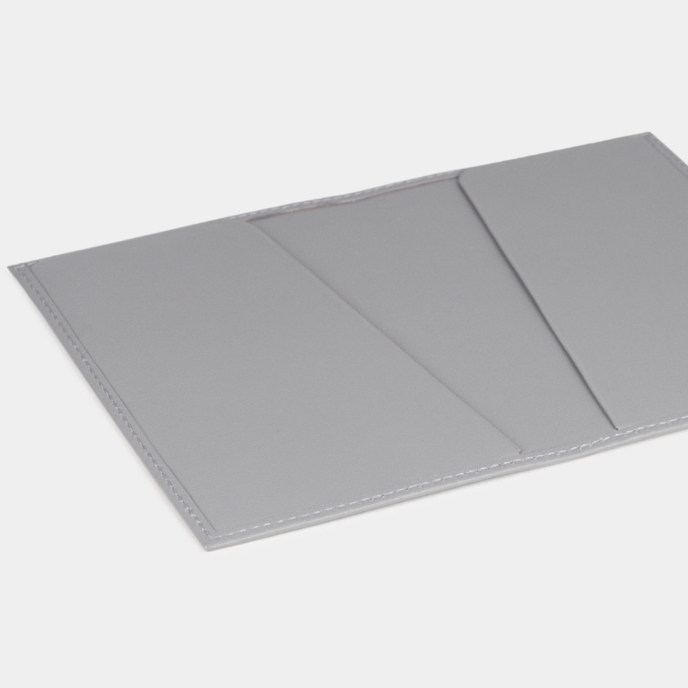 Обложка для паспорта из натуральной кожи теленка, серого цвета