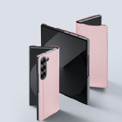 Чехол розового цвета с премиальной искусственной кожи от Dux Ducis для Samsung Galaxy Z Fold 6, серия Bril Series Case