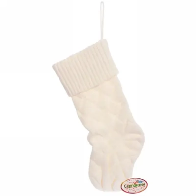 Носок новогодний «Вязаное чудо» 16*35*43 см, белый