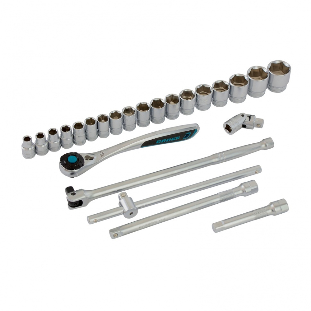 Набор инструментов, 1/2", CrV, 120 зубьев, 24 предмета Gross