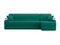 Диван угловой с оттоманкой Денвер 1,2 - Velutto 33 изумрудный/ коричневая накладка