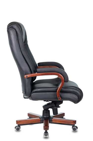 Кресло руководителя Бюрократ T-9925WALNUT черный кожа крестов. металл/дерево