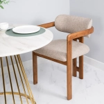 Стул Bradex Home Rich рогожка латте с ножками цвета орех