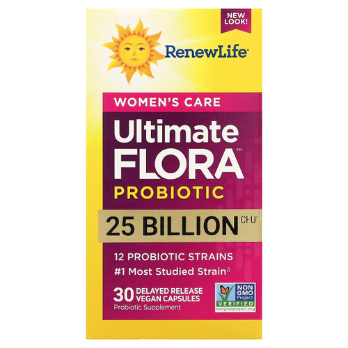 Renew Life, Women's Care, пробиотик Ultimate Flora™, 25 млрд КОЕ, 30 веганских капсул с отсроченным высвобождением