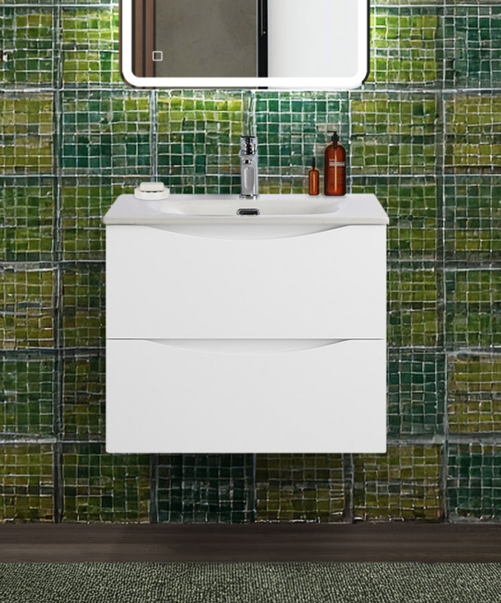 Тумба с раковиной подвесная BelBagno MARINO-CER-N-600-2C-SO-BL-P Bianco Lucido, раковина белая BB-8099-60