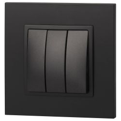 14-1107-05 ЭРА Выключатель тройной, 10АХ-250В, IP20, Эра Elegance, антрацит | Elegance Антрацит