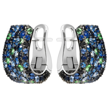 Серьги с Сапфирами и Цаворитами, E0256-1/7