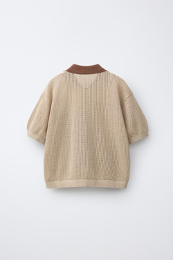 ZARA РУБАШКА С ВЫШИВКОЙ, БЕЖЕВЫЙ