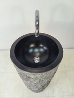 Раковина напольная из андезита Pedestal Black Marmo MN-65921 40х40х90 из натурального камня