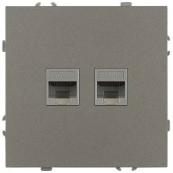 Розетка ЭРА Galaxy 15-3108-07 информационная двойная 2XRJ45 IP20 титан | Эра Galaxy