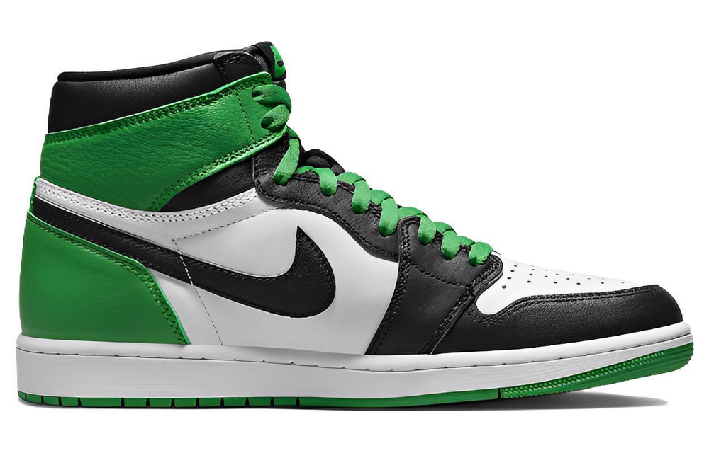 Jordan Air Jordan 1 High OG "Black and Lucky Green" Black Green Toe Celtic Shock Relief Anti-Slip High Gang Retro Basketball Shoes