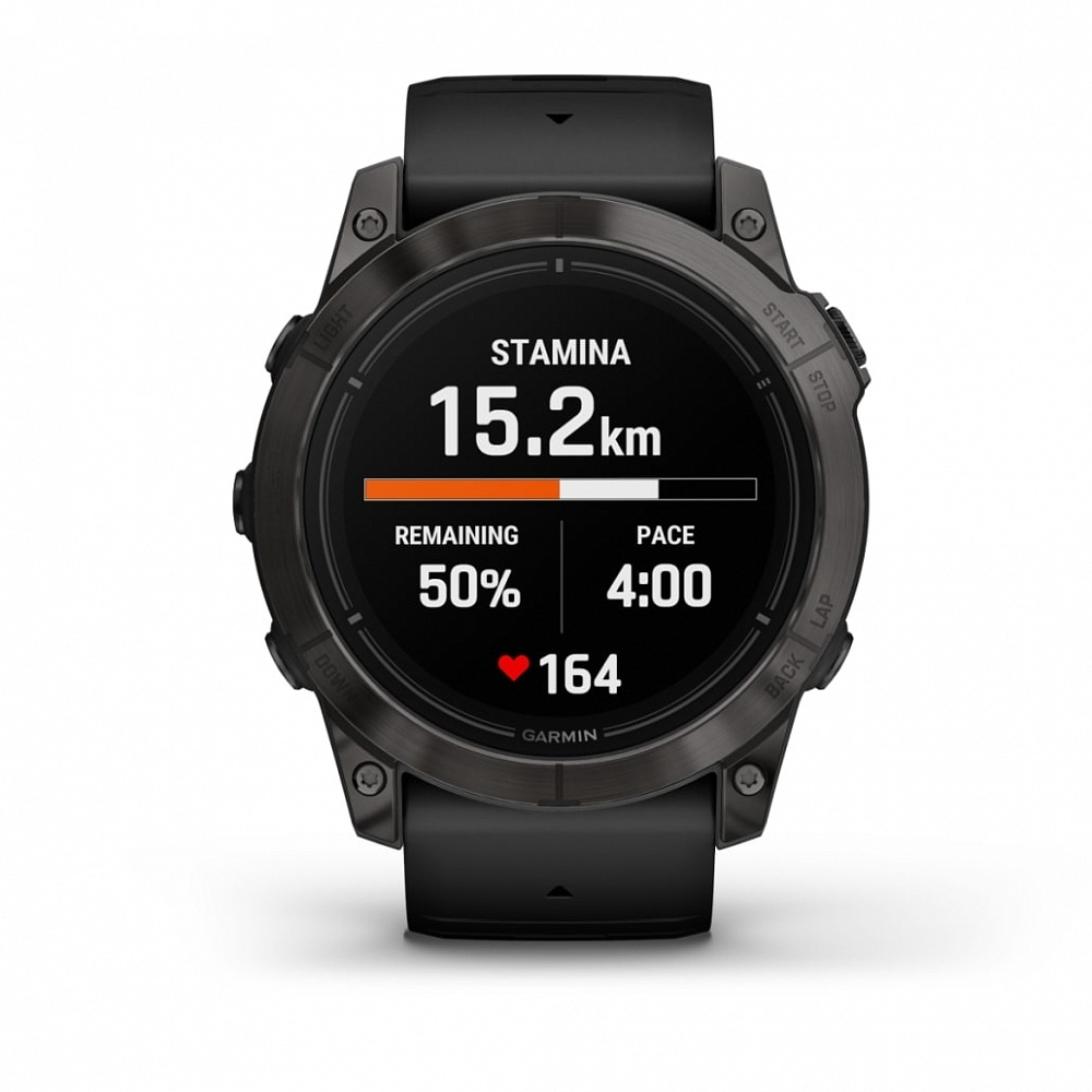 Умные часы Garmin Epix Pro (Gen 2) Sapphire Edition 51 мм, титановый угольно-серый, DLC, черный силиконовый ремешок