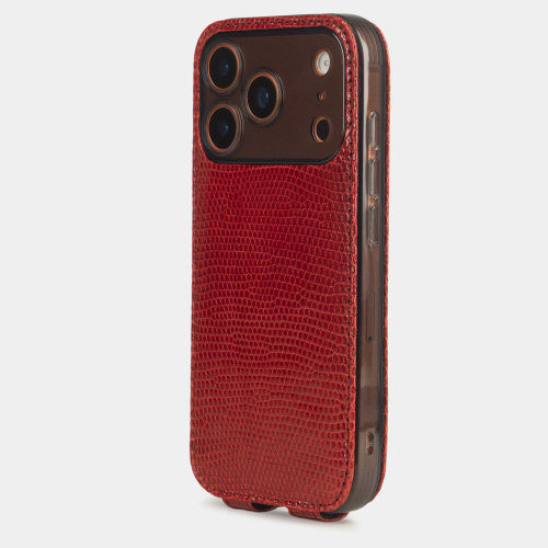 Чехол для iPhone 17 Pro Max - кожа ящерицы, красный