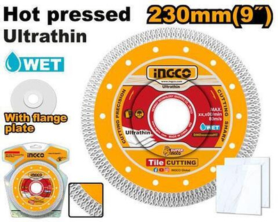 Диск алмазный ультратонкий X-тип 230х10х2х22мм INGCO DMD082301HT INDUSTRIAL