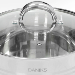 Кастрюля нерж, 16 л, с крыш, Daniks, Общепит, SD-6BP-16, индукц